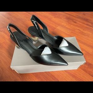 Sculptural Lucite Heel Slingback Pumps - Black 38